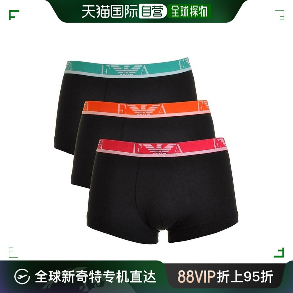 香港直邮EMPORIO ARMANI男士黑色平角内裤3条装 111357-7P715-21