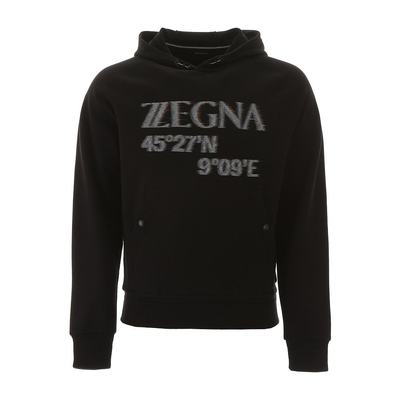 Z ZEGNA 男士黑色LOGO连帽卫衣 VU458-ZZ862O-7O1