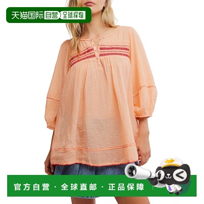 自营free peopleDylan Smocked Tunic In Tropical Peach Combo -