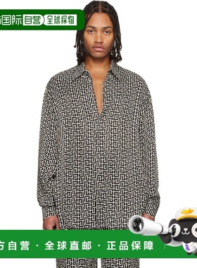 香港直邮Balmain 巴尔曼 男士 灰白色 & 黑色 Monogrammed Flowin