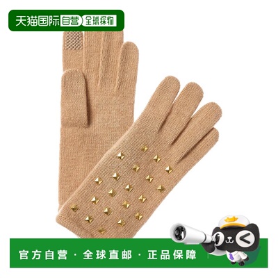 自营Portolano Studs Cashmere Tech Gloves - brown 美国奥莱直