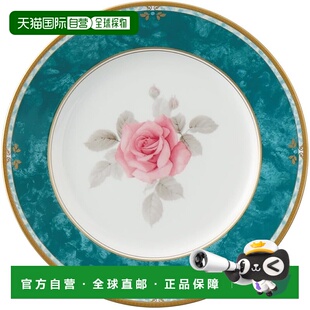 【日本直邮】鸣海 盘子 爱抚 21cm 绿色 花卉图案 玫瑰 日本制525