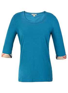 BURBERRY 女士衬衫 40046531 SS2020 蓝色 格纹袖T恤