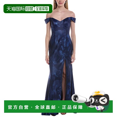 自营Rene Ruiz Printed Stretch Crepe Mermaid Gown - blue 美国