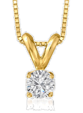 自营 Ross-Simons 14 克拉黄金单颗钻石吊坠项链 - 18 英寸 美国