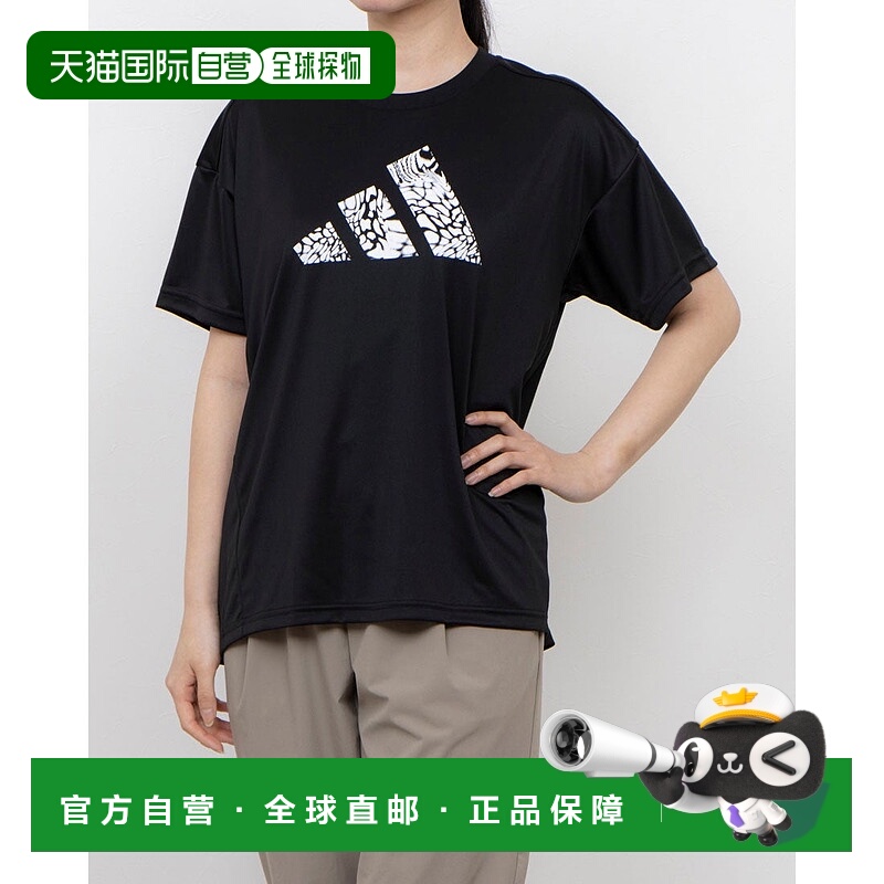 日本直邮 W CAMO LOGO 女士半袖机能T恤 AP KA1025 黑色运动