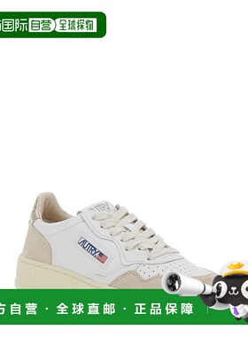 香港直邮AUTRY 女士 'Medalist' Blend 白色低帮带Logo拼接鞋舌侧