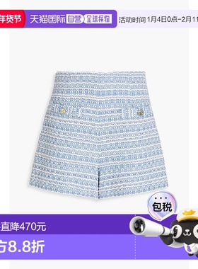 1h可退 香港直邮Sandro 女士 棉混纺花呢短裤 SFPSH00223BLEUROSE