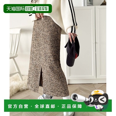 自营 Classical Elf 女士秋冬高腰绸纹毛呢长裙 ce1240054