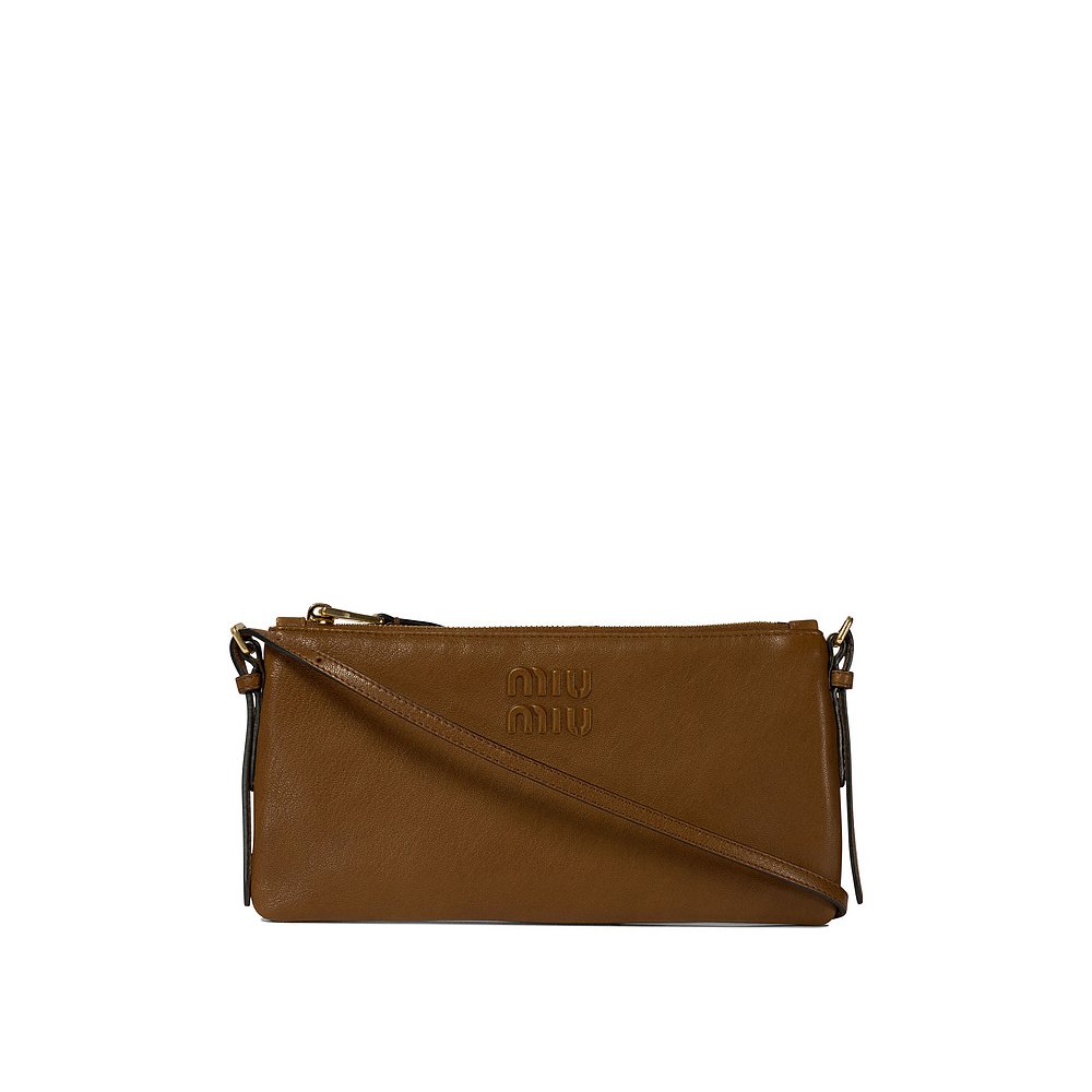 MIU MIU 女士钱包 5NI007EFXF0316 AW2024 棕色 纳帕皮革迷你包