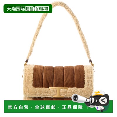自营tod'sTOD’s T Timeless Suede & Shearling Shoulder Bag -