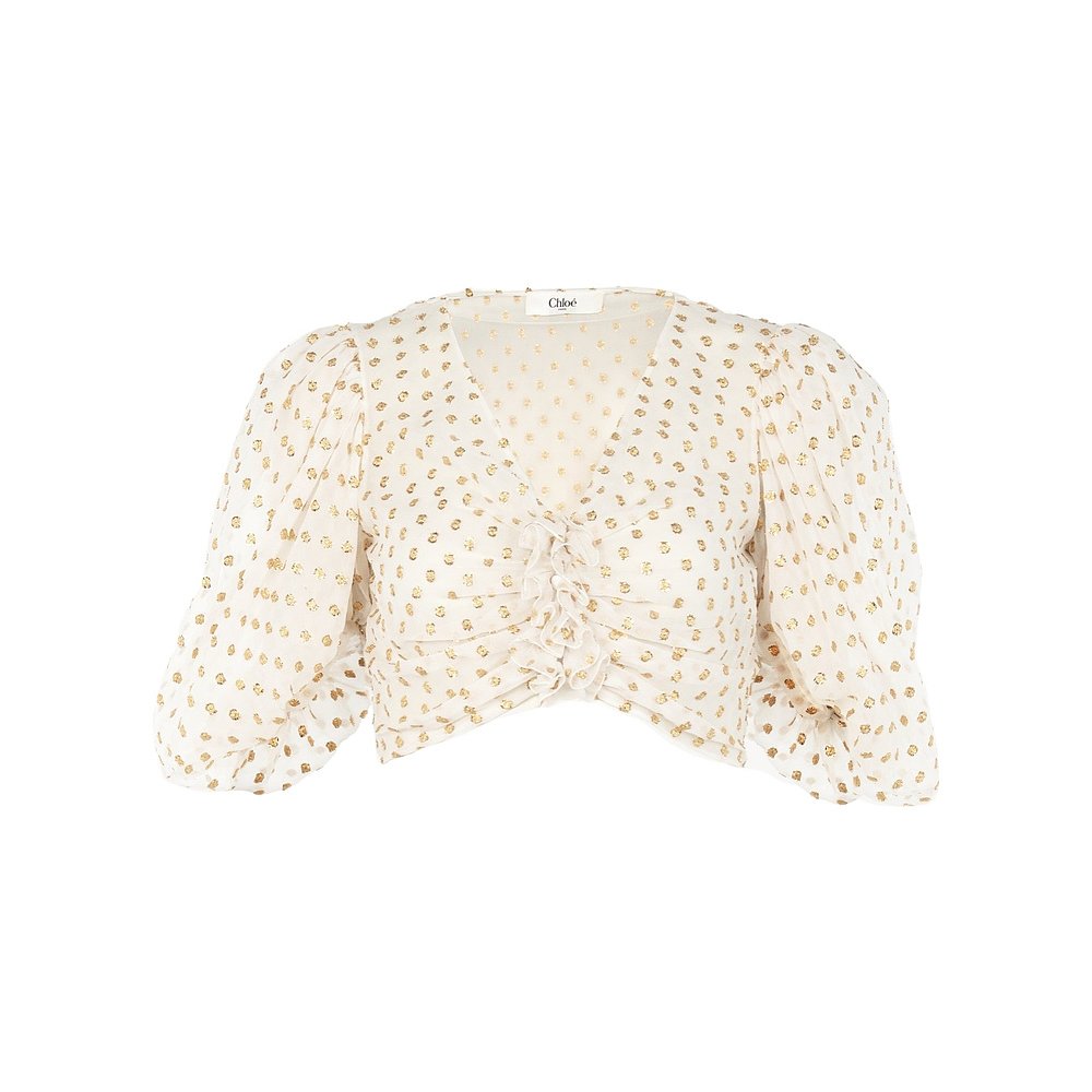 CHLOÉ 女士外套 CH25SHT52414104 SS2025 米白色 图案短款上衣