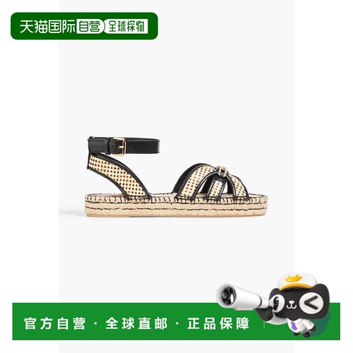 1h可退 香港直邮潮奢 ZIMMERMANN 女士 人造拉菲草编织防水台麻底