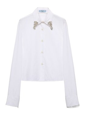 PRADA 女士衬衫 P472HR155WSOOOF0009 CO 白色 长袖衬衫