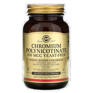 香港直发Solgar富含多聚烟酸铬帮助血糖代谢100粒膳食胶囊补充剂