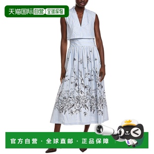 美国奥莱直发 蓝色 自营lela roseLela玫瑰花府绸连衣裙