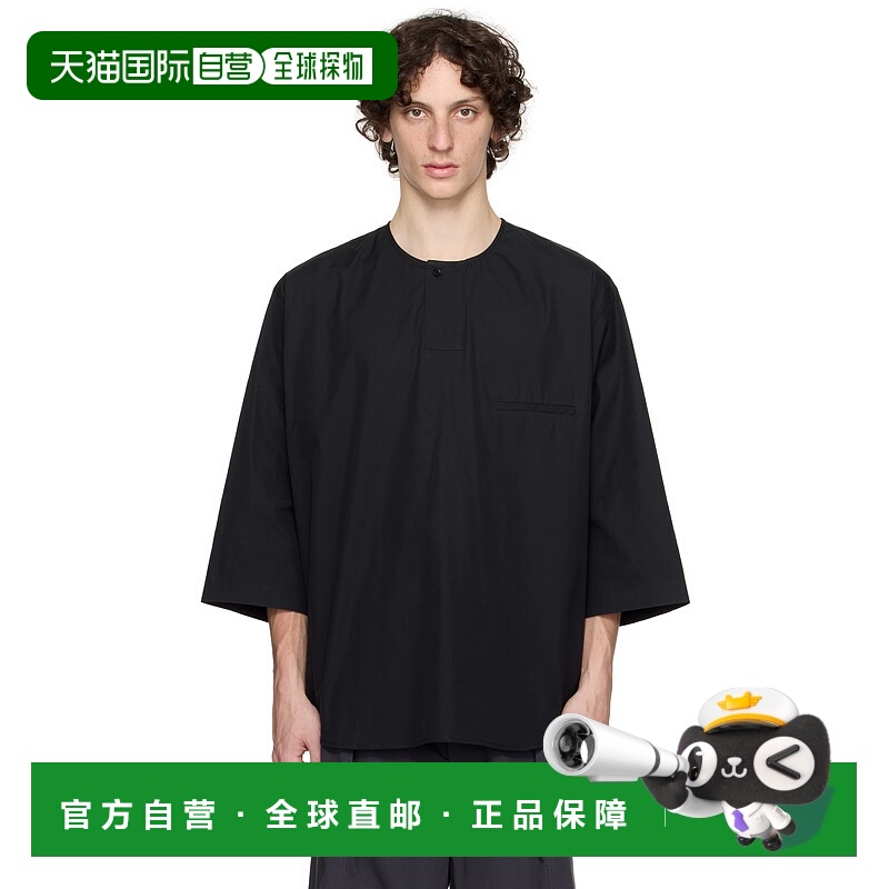 1h可退 香港直邮Lemaire 男士 黑色亨利衫 TO1326LF839 舒适时尚