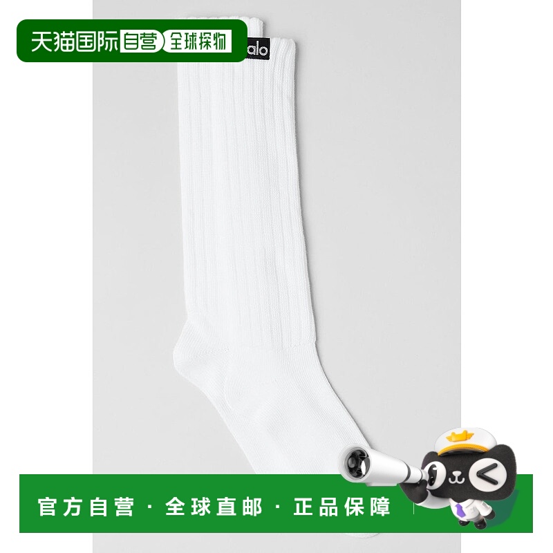 美国直邮AloYoga瑜伽中高筒螺纹刺绣袜A0690U短袜