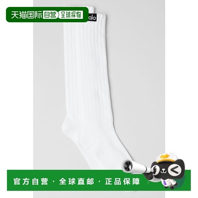 美国直邮AloYoga瑜伽中高筒螺纹刺绣袜A0690U短袜