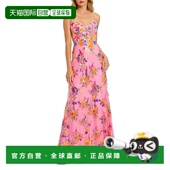 自营 美国奥 粉色多色 mac duggal心形领口花卉亮片蕾丝礼服