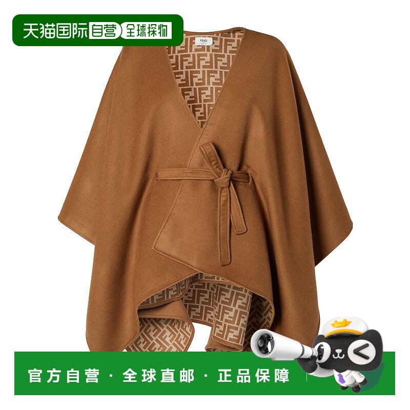 香港直邮FENDI 女士外套 FXX807AYKSF0QB8 AW2025 棕色 包裹性斗