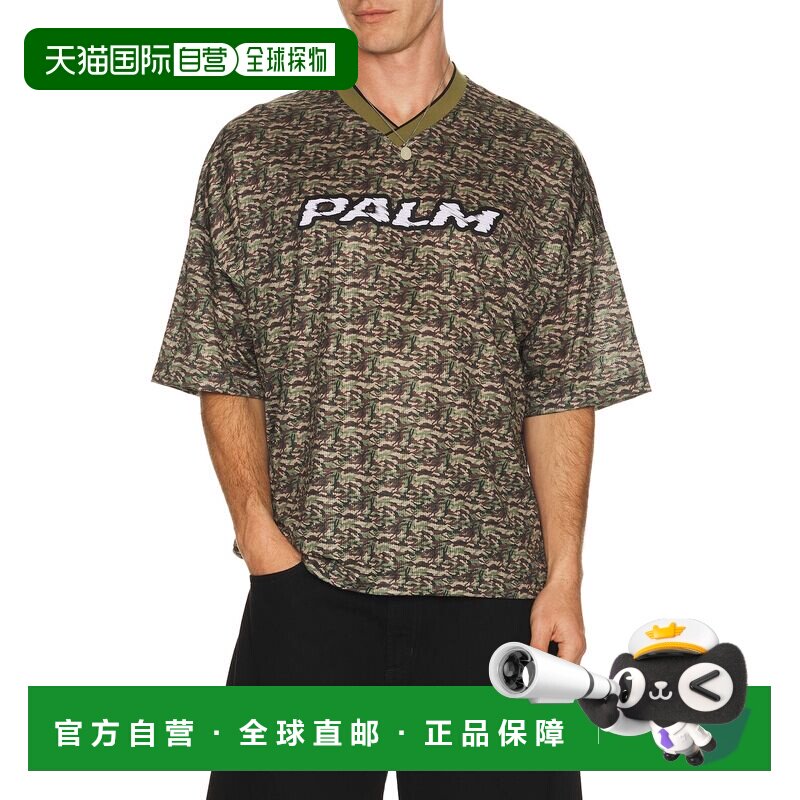 美国直邮Palm Angels 棕榈天使 男士 迷彩全棕榈树印花运动T恤 PM