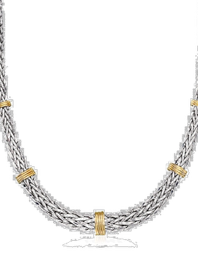 自营 Ross-Simons 纯银和 14 克拉黄金小麦链项链 - 16 英寸 美国