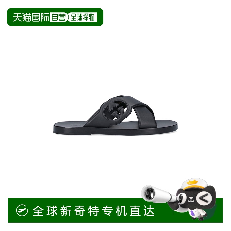 1h可退 香港直邮潮奢 Gucci 古驰 男士 互扣式双G凉拖鞋 738471US