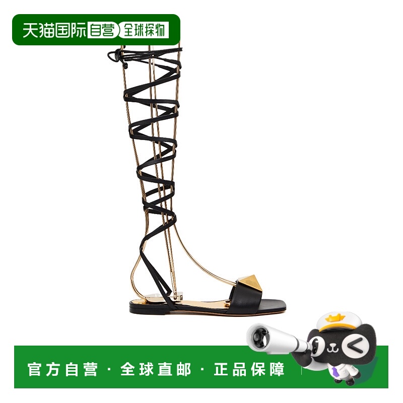 香港直邮Valentino 黑色ONE 铆钉细节凉鞋 XW0S0EK9CYI