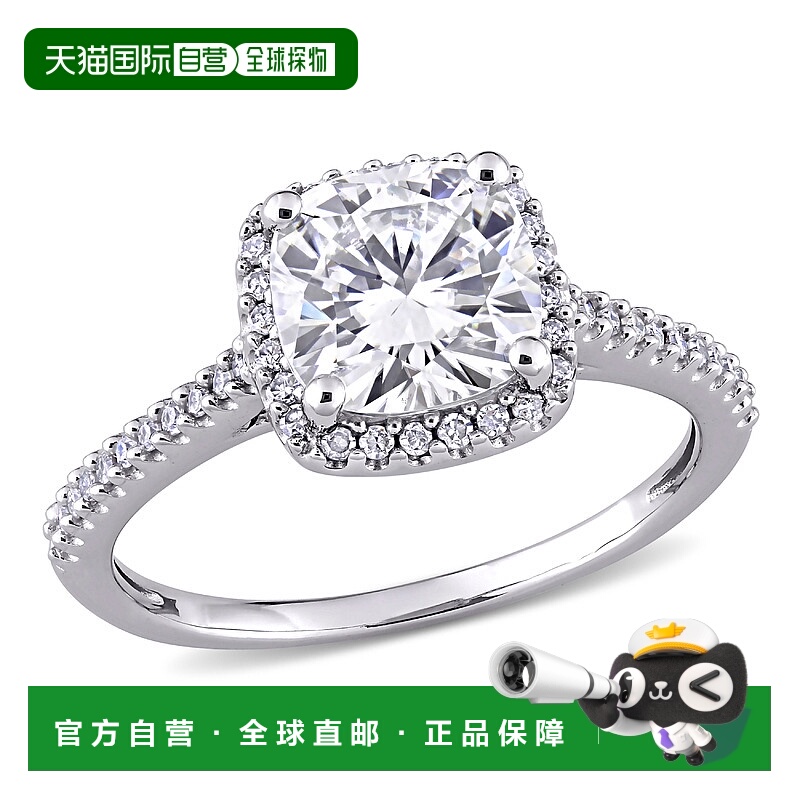 自营 Mimi & Max 14k 白金 2 克拉 DEW 垫形莫桑石和 1/4 克拉 TW