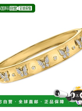 自营 Ross-Simons 钻石蝴蝶手镯 18kt 金镀在纯银上 - 7 英寸 美