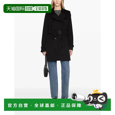 香港直邮BURBERRY 女士大衣 8079415 AW2024 黑色 Kensington Tre