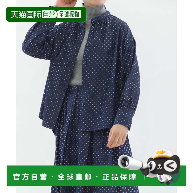 日本直邮nop de nod 女装 宽松 蓝染点纹 雀尾设计 女士衬衫 2615