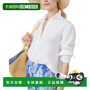 自营J.McLaughlin Lula Linen Blouse - white 美国奥莱直发