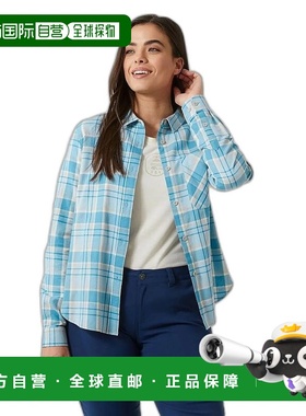 自营欧洲直邮Helly Hansen 女士灰蓝色棉Lokka有机法兰绒长袖衬衫