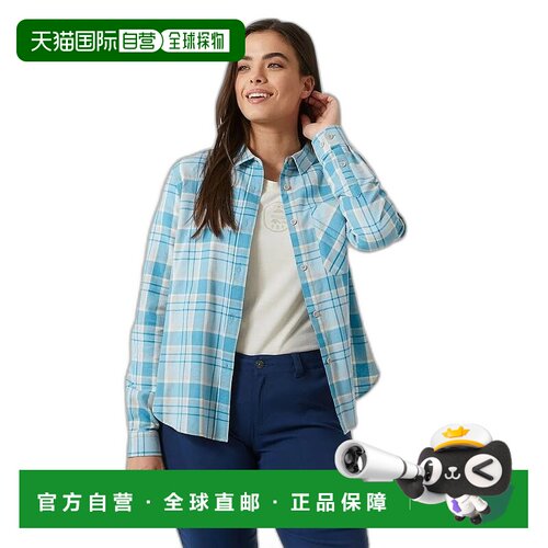 自营欧洲直邮Helly Hansen 女士灰蓝色棉Lokka有机法兰绒长袖衬衫
