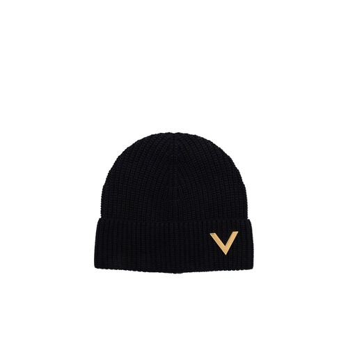 VALENTINO 女士帽子 1W2HB01DKSL598 AW2023 黑色 徽标针织帽子