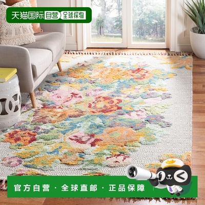 自营safaviehKenya Hand Made Area Rug, Orange / Light Grey Bo