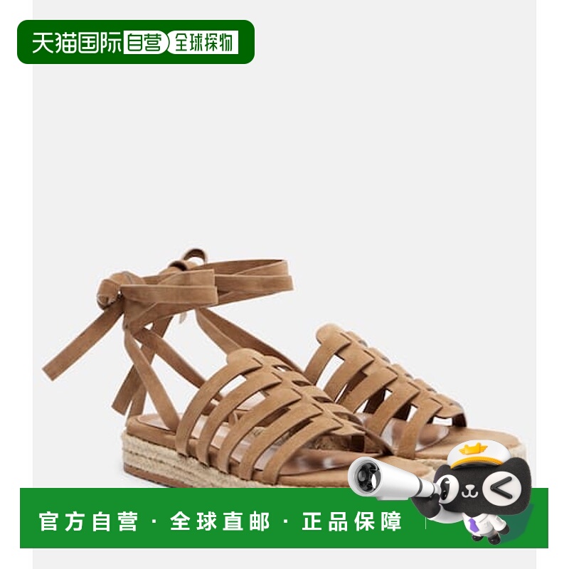 香港直邮Gianvito Rossi 吉安维托 罗西 女士 绒面革麻底凉鞋