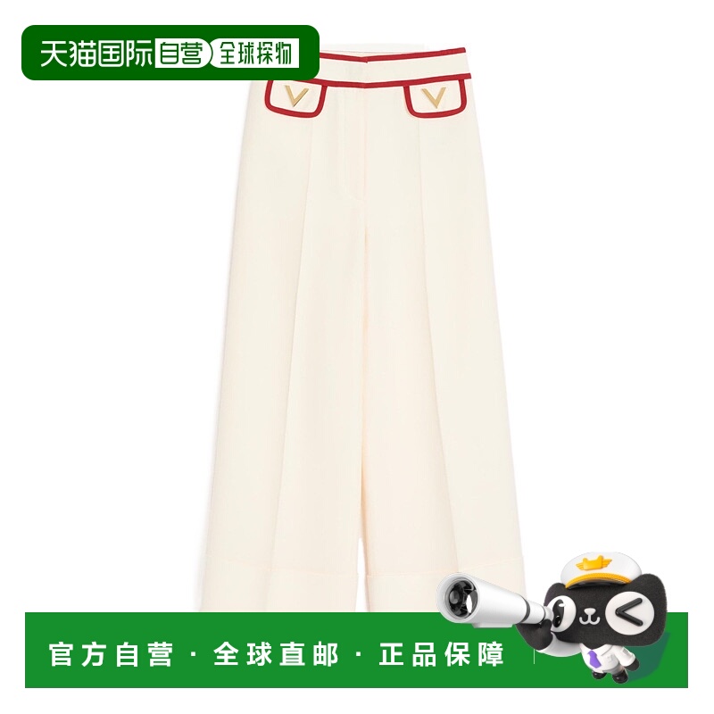 香港直邮VALENTINO 女士休闲裤 BRB6541CFAS0 CO 白色 阔腿羊毛休