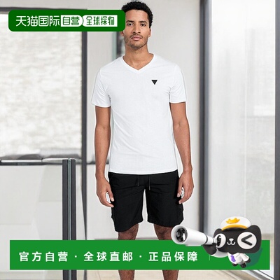 自营guessEco Stephano Cooling V 领 T 恤 - 纯白色 美国奥莱直