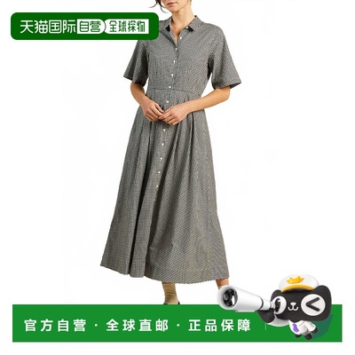 自营trovataAster Short Sleeve Dress In Onyx Check - onyx che