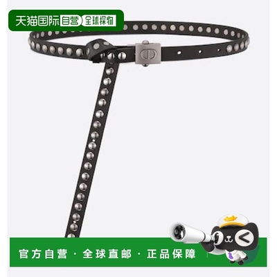 1小时内可退 香港直邮DIOR 迪奥 女士 黑色POLYTECHNIQUE铆钉皮带