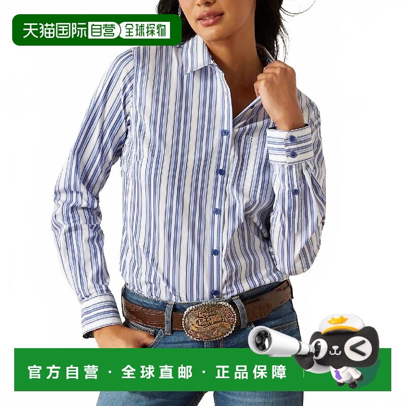 自营ariatKirby Button Up Shirt In Cobalt Stripe - cobalt str