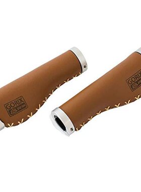 【日本直邮】Gorix自行车皮革把手锁扣式茶棕色柔软舒适单车配件