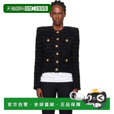 1h可退 香港直邮潮奢 Balmain 巴尔曼 女士 黑色 Buttoned Knit