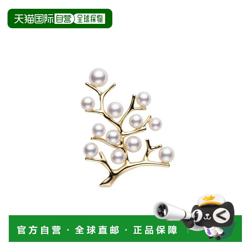 日潮跑腿Mikimoto御木本男士简约胸针玫瑰金色闪耀时髦4.1cm珍珠