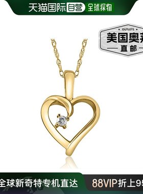 pompeii314k 白黄金或玫瑰金心形单粒钻石吊坠项链 - 14k 黄金 【