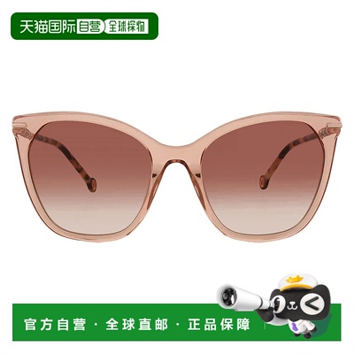 自营Carolina Herrera Brown Gradient Cat Eye Ladies Sunglasse