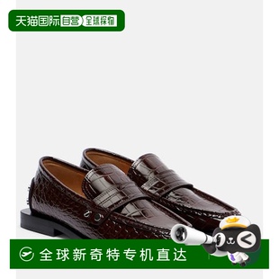 香港直邮GANNI 女士 1h可退 甘尼 舒适 铆钉仿皮乐福鞋 brown棕色